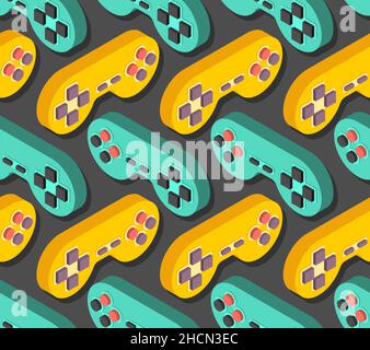 Joystick pattern seamless. Gamepad background. control knob video game texture Stock Vector