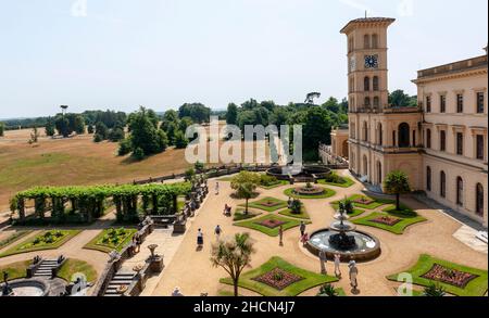 View of the rear and grounds of Osborne House, East Cowes, Isle of Wight, England, UK Stock Photo