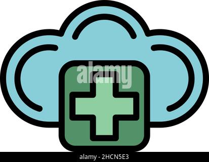 Cloud pharmacy icon. Outline cloud pharmacy vector icon color flat isolated Stock Vector
