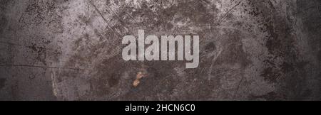 dark weathered rusty metal background texture or backdrop, banner size Stock Photo