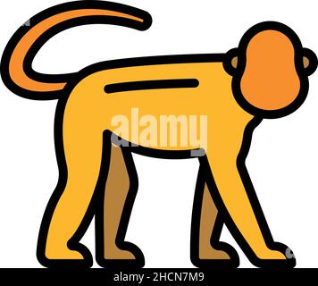 Forest gibbon icon. Outline forest gibbon vector icon thin line color flat on white Stock Vector
