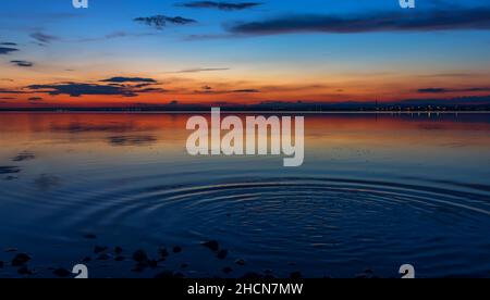 Sunset at Vaya lake, Burgas city, Bulgaria Stock Photo