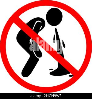 Vomiting not allowed prohibition sign Vomiting prohibition vector red circle road sign transparent Stock Vector
