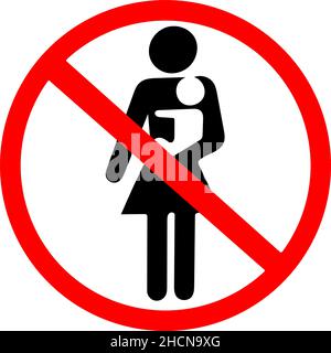 it is forbidden to enter mother holding baby vector warning red circle road sign transparent Stock Vector