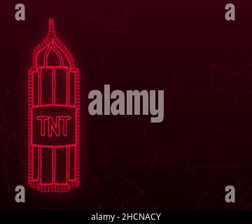 Red dynamite pack with electric time bomb, TNT. Vector illustration Stock Vector