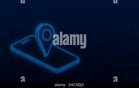 Pin smartphone in 3d style. Vector illustration map. Place symbol. Delivery service. Travel concept Stock Vector