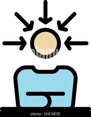 Human solving skill icon. Outline human solving skill vector icon color flat isolated Stock Vector