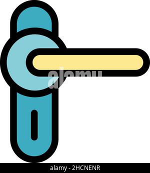 Closed door handle icon. Outline closed door handle vector icon color flat isolated Stock Vector