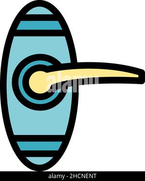 Key door handle icon. Outline key door handle vector icon color flat isolated Stock Vector