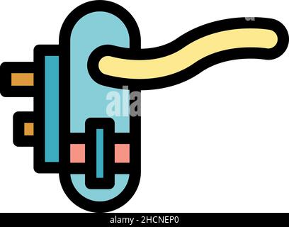 Entrance door handle icon. Outline entrance door handle vector icon color flat isolated Stock Vector