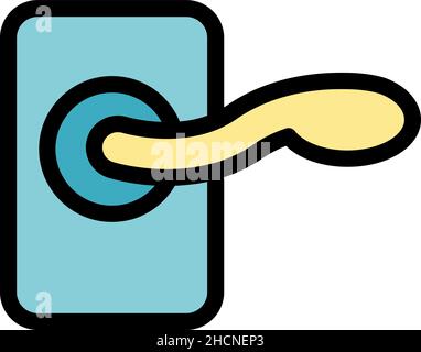 Front door handle icon. Outline front door handle vector icon color flat isolated Stock Vector