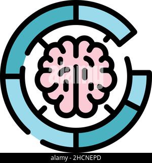 Brain maze icon. Outline brain maze vector icon color flat isolated Stock Vector
