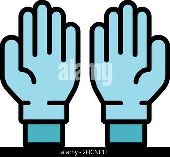 Doctor medical gloves icon. Outline doctor medical gloves vector icon color flat isolated Stock Vector