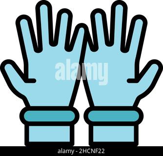 Medicine gloves icon. Outline medicine gloves vector icon color flat isolated Stock Vector