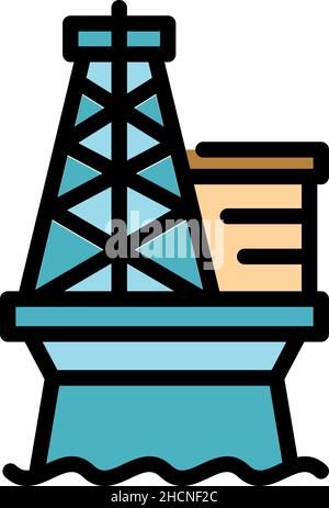 offshore drilling petroleum engineer line icon vector illustration ...