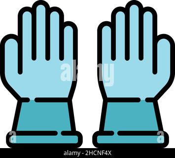 Latex medical gloves icon. Outline latex medical gloves vector icon color flat isolated Stock Vector