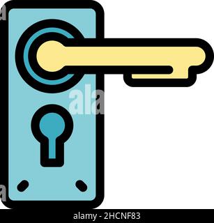Elegance door handle icon. Outline elegance door handle vector icon color flat isolated Stock Vector