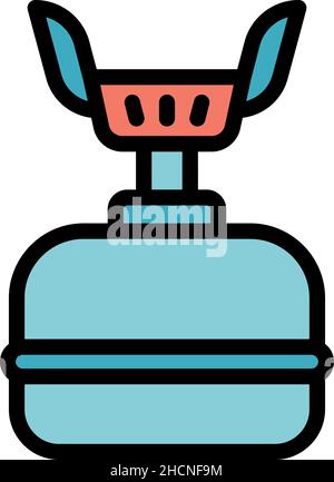 Portable gas stove icon. Outline portable gas stove vector icon color flat isolated Stock Vector