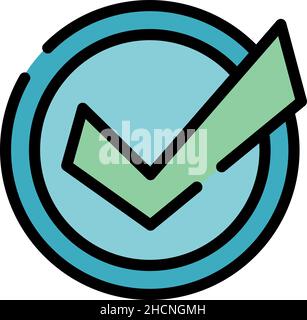 Business collaboration approved icon. Outline business collaboration approved vector icon color flat isolated Stock Vector