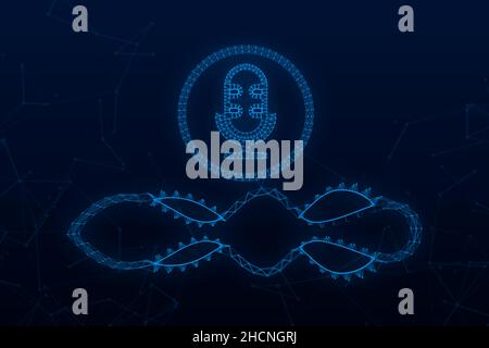 Personal assistant and voice recognition concept gradient vector illustration of soundwave intelligent technologies. Vector stock illustration Stock Vector
