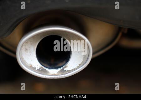 Head on View of a tailpipe of a muffler Stock Photo