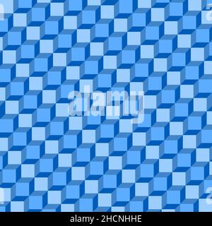 Abstract illusion square box shape in blue - Vector Illustration Stock Vector