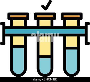 Test tubes stand icon. Outline test tubes stand vector icon color flat isolated Stock Vector