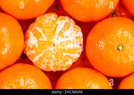 Mandarin tangerine clementine fruits mandarins tangerines clementines fruit background from above top view Stock Photo