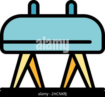 Vaulting horse icon. Outline vaulting horse vector icon color flat isolated Stock Vector