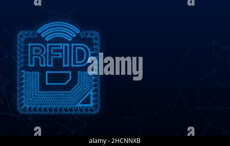 Digital vector rfid radio frequency identification chip simple icons ...