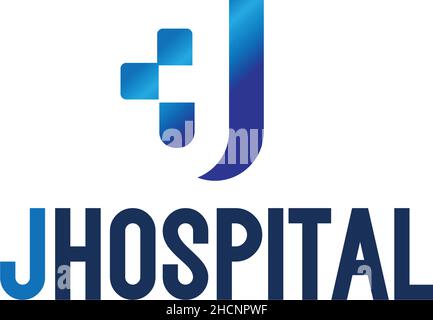 Flat letter mark initial J HOSPITAL logo design Stock Vector
