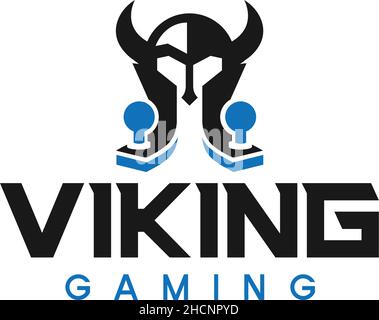 Modern colorful VIKING GAMING playing logo design Stock Vector