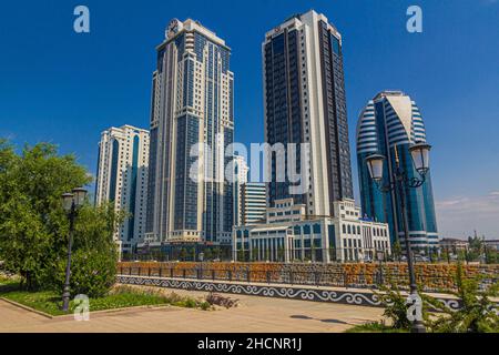 GROZNY, RUSSIA - JUNE 25, 2018: Skyscrapes of Grozny City, Chechnya Russia Stock Photo