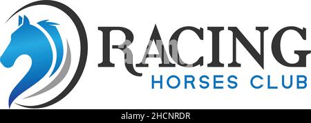 Modern colorful RACING horses club logo design Stock Vector