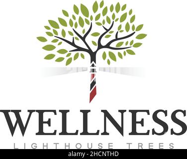 Modern colorful WELLNESS light house logo design Stock Vector