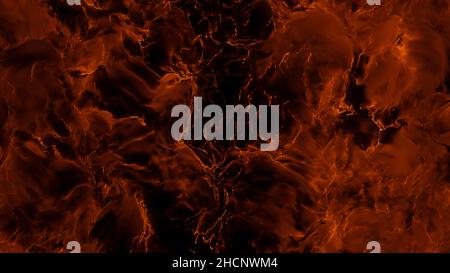 Top view of abstract wavy surface, ripples in the water of red color, seamless loop. Colorful glowing liquid substance. Stock Photo