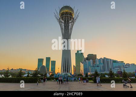 ASTANA, KAZAKHSTAN - JULY 8, 2018: Skyline of Astana now Nur-Sultan with Bayterek Tower, capital of Kazakhstan Stock Photo