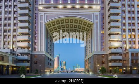ASTANA, KAZAKHSTAN - JULY 8, 2018: Modern buildings in Astana now Nur-Sultan , capital of Kazakhstan. Stock Photo