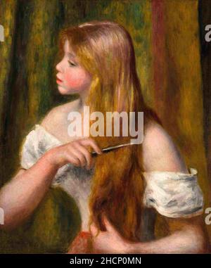 renoir girl brushing hair clipart