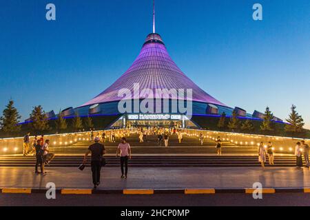 ASTANA, KAZAKHSTAN - JULY 8, 2018: Evening view of Khan Shatyr Entertainment Center in Astana now Nur-Sultan , capital of Kazakhstan. Stock Photo