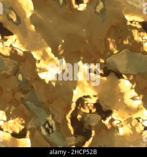 Grungy Mottled Tarnished Metal Foil Seamless Tile Textured Pattern in Gold Stock Photo