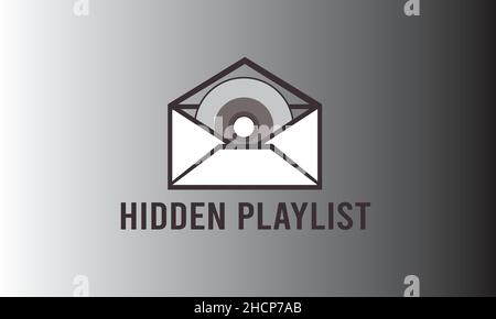 hidden playlist compact disc music t-shirt monogram text vector template Stock Vector