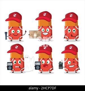 Ghost hunter cartoon red eraser character using camera. Vector illustration Stock Vector