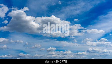 Natural daylight and white clouds floating on blue sky Stock Photo