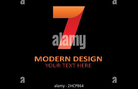 Number 7 modern shape abstract monogram vector logo template Stock Vector