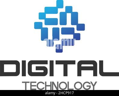 Modern simple DIGITAL TECHNOLOGY tech logo design Stock Vector