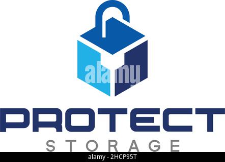 Modern colorful PROTECT STORAGE key logo design Stock Vector