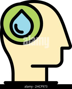 Drop human head icon. Outline drop human head vector icon color flat isolated Stock Vector