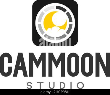 Modern colorful CAMMOON STUDIO lens logo design Stock Vector