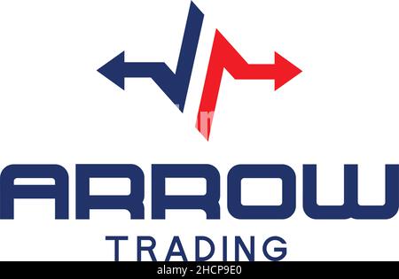 Flat letter mark ARROW TRADING up down logo design Stock Vector
